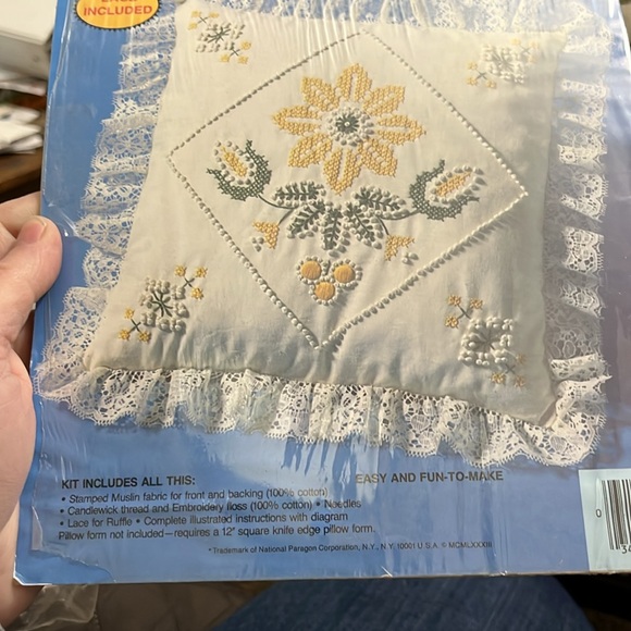 New, Never Been Used, Cross-Stitch Pattern, Pillow, Laced, Candlewick Kit, White - Picture 3 of 4